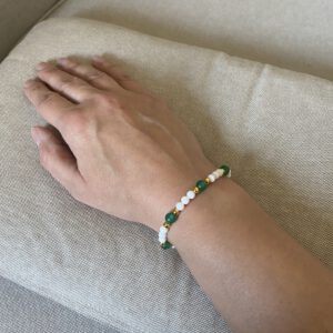Armband grüner Achat und weiße Jade