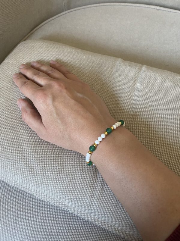 Armband grüner Achat und weiße Jade